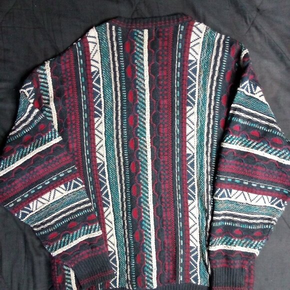 Vintage Alfani 3D Cable Knit Sweater Biggie Cosby Coogi Style - Picture 7 of 8